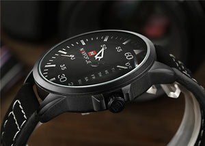NAVIFORCE Waterproof Military Sport Quartz Men's Watches With Leather Strap White