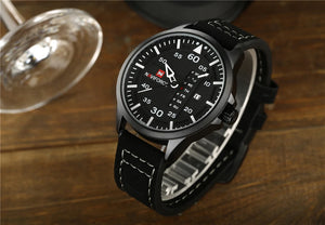NAVIFORCE Waterproof Military Sport Quartz Men's Watches With Leather Strap White