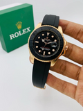 ( Golden ) Rolex Stylish Watch For Men Adjustable Rubber Strap | Heavy Master Lock | Steel Buzzle Working – Without Box